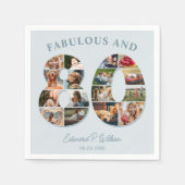 80誕生日フォトコラージュエレガントとタイムレス スタンダードカクテルナプキン (正面)