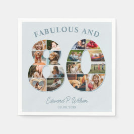 80誕生日フォトコラージュエレガントとタイムレス スタンダードカクテルナプキン