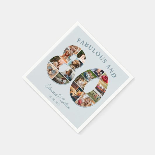 80誕生日フォトコラージュエレガントとタイムレス スタンダードカクテルナプキン (角)