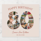 80誕生日フォトコラージュエレガントとタイムレス スパークリングワインラベル (シングルラベル)