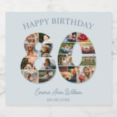 80誕生日フォトコラージュエレガントとタイムレス スパークリングワインラベル (シングルラベル)