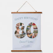 80誕生日フォトコラージュエレガントとタイムレス 吊り下げ型タペストリー (正面)