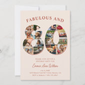 80誕生日フォトコラージュエレガントとタイムレス 招待状 (正面)