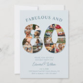 80誕生日フォトコラージュエレガントとタイムレス 招待状 (正面)