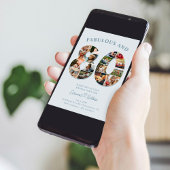 80誕生日フォトコラージュエレガントとタイムレス 招待状