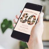 80誕生日フォトコラージュエレガントとタイムレス 招待状