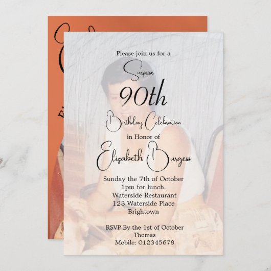 80誕生日フォトテラコッタエレガント誕生日 招待状 (正面/裏面)