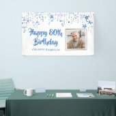 80誕生日フォトブルースターズパーソナライズされたバナー 横断幕 (トレードショー)