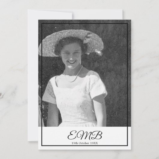 80誕生日フォトモノグラムエレガント誕生日 招待状 (裏面)