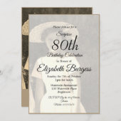 80誕生日フォトモノグラムエレガント誕生日 招待状 (正面/裏面)