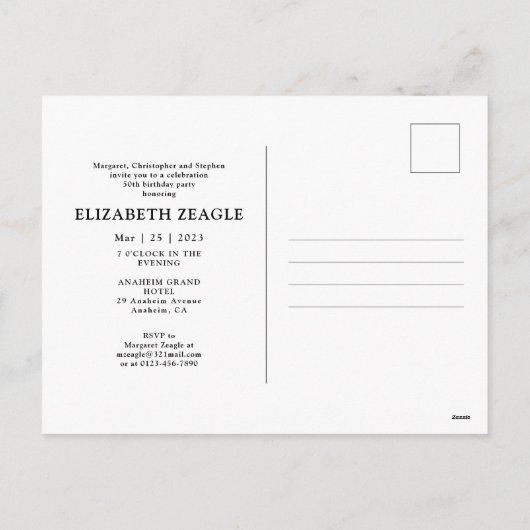 80誕生日フォト招待状 シーズンポストカード (裏面)