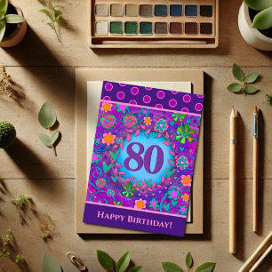 80誕生日フローラピンクグリーン吸光カード カード
