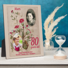 80誕生日フローラヴィンテージ写真記念 フォトプラーク