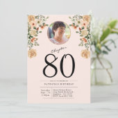 80誕生日フローラ写真パーティー 招待状 (スタンド正面)