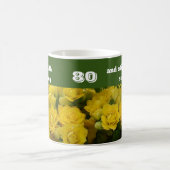 80誕生日ブライトイエローフラワーフォトフローラ コーヒーマグカップ (中央)