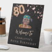 80誕生日ブラックバラ金ゴールドフォトスター歓迎 台座サイン (インサイチュ)