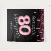 80誕生日ブラックピンクの背景 タペストリー (正面(横))