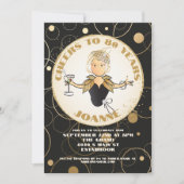 80誕生日ブラック金ゴールドおもしろいの誕生日 招待状 (正面)