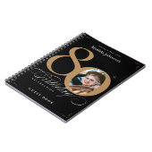 80誕生日ブラック金ゴールドエレガントスクリプトゲストブック ノートブック (左側)