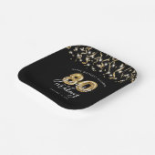 80誕生日ブラック金ゴールドスクリプトバルーンストリーマー ペーパープレート (傾斜あり)