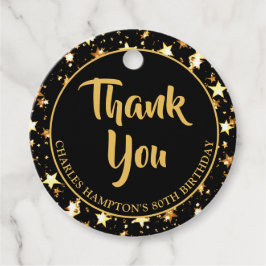 80誕生日ブラック金ゴールドスターズありがとう フェイバータグ