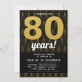 80誕生日ブラック金ゴールドパーティー 招待状