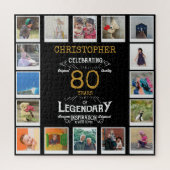80誕生日ブラック金ゴールドフォトコラージュ ジグソーパズル (縦)