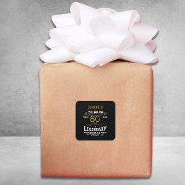 80誕生日ブラック金ゴールドレジェンダリーレトロ スクエアシール