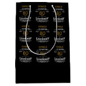 80誕生日ブラック金ゴールドレジェンダリーレトロ ミディアムペーパーバッグ (正面)