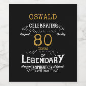 80誕生日ブラック金ゴールド伝説的おもしろいワインラ ワインラベル (シングルラベル)