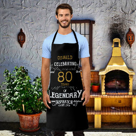 80誕生日ブラック金ゴールド伝説的おもしろい エプロン