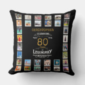 80誕生日ブラック金ゴールド伝説的な写真 クッション (正面)