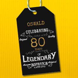 80誕生日ブラック金ゴールド伝説的ヴィンテージ ギフトタグ