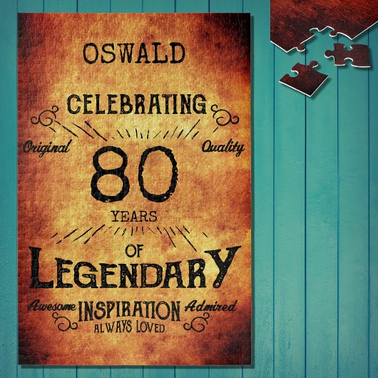 80誕生日ブラック金ゴールド伝説的ヴィンテージ ジグソーパズル