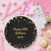 80誕生日ブラック金ゴールド星名 ペーパープレート (パーティー)