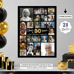 80誕生日ブラック金ゴールド21フォト応援から年 ポスター