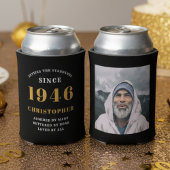 80誕生日ブラック金ゴールド（写真付） 缶クーラー