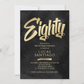 80誕生日ブラック金ゴールド 招待状 (正面)