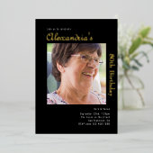 80誕生日ブラック金ゴールド 箔招待状 (立ち正面)