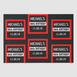 80誕生日ブラック(赤枠カスタム付き) A01E3 薄葉紙