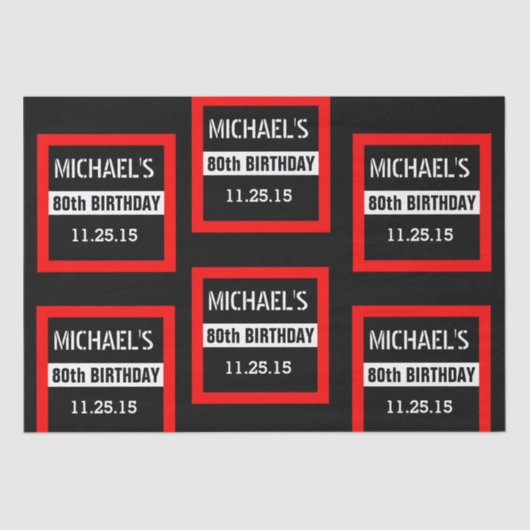 80誕生日ブラック(赤枠カスタム付き) A01E3 薄葉紙 (正面)