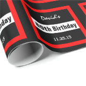 80誕生日ブラック(赤枠カスタム付き) A01E ラッピングペーパー (ロールコーナー)