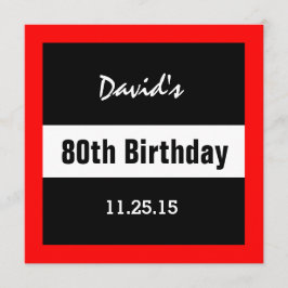 80誕生日ブラック(赤枠カスタム付き) A01E 招待状
