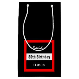 80誕生日ブラック(赤枠カスタム付き) A20 スモールペーパーバッグ