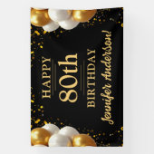 80誕生日ブラック&金ゴールドお祝い 横断幕 (縦)