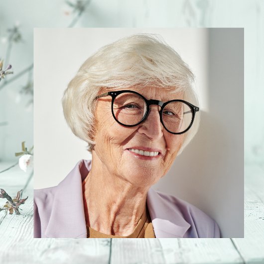 80誕生日ブルーアジサイフローラ水彩 招待状