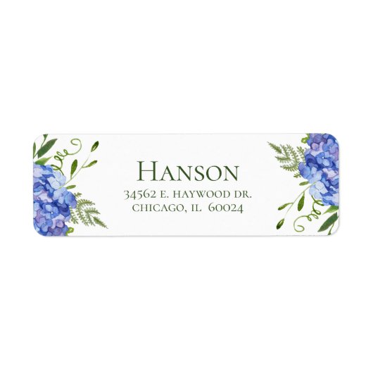 80誕生日ブルーアジサイ差出人住所 ラベル (正面)