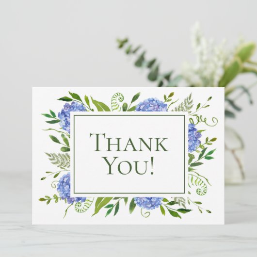 80誕生日ブルーアジサイ サンキューカード (スタンド正面)