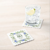 80誕生日ブルーアジサイ ペーパーコースター (インサイチュ)