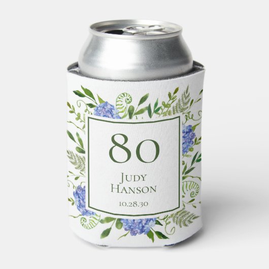 80誕生日ブルーアジサイ 缶クーラー (缶正面)